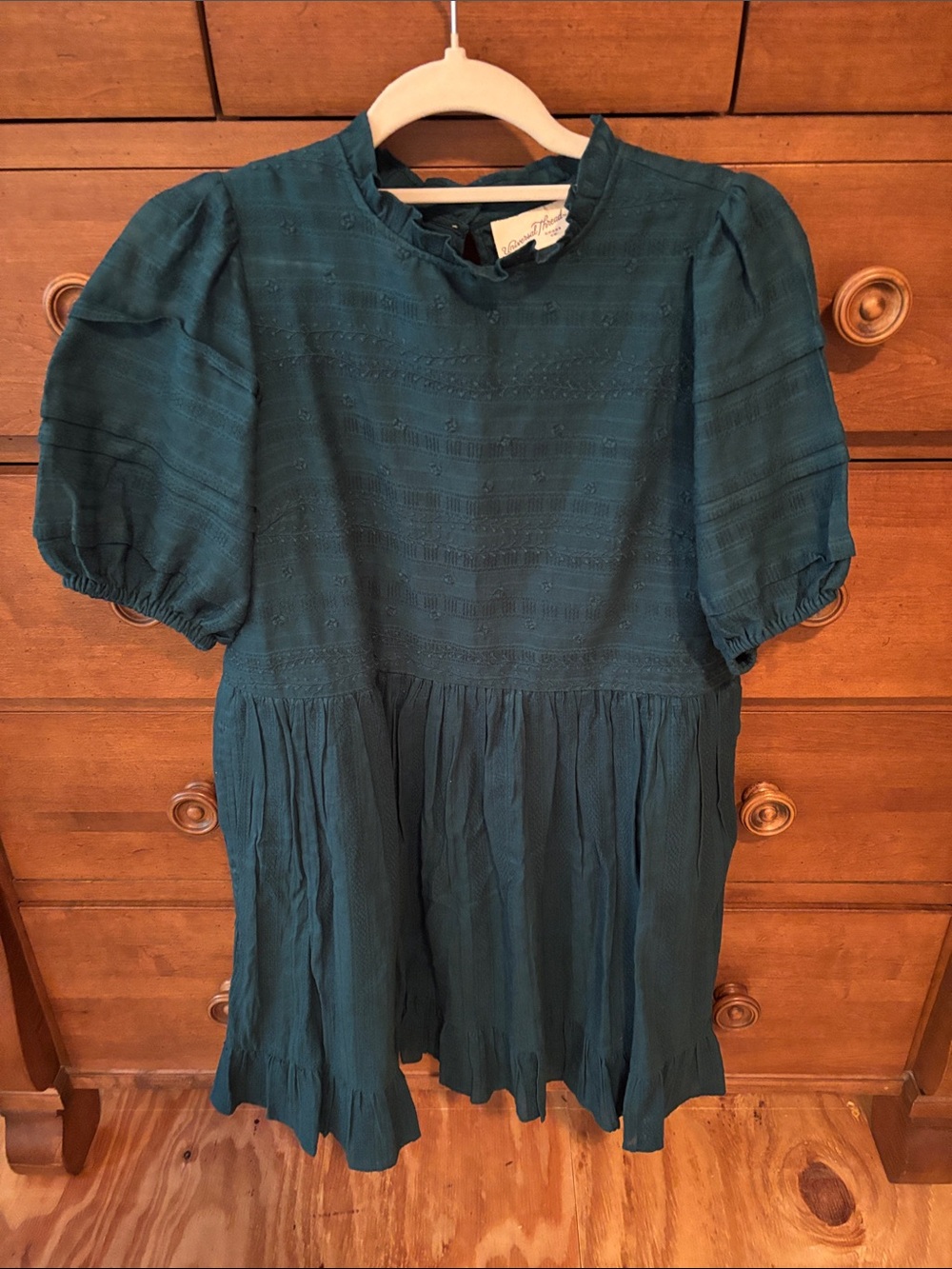 Universal threads by target Women's Teal Puff Sleeve Textured Dress NWOT